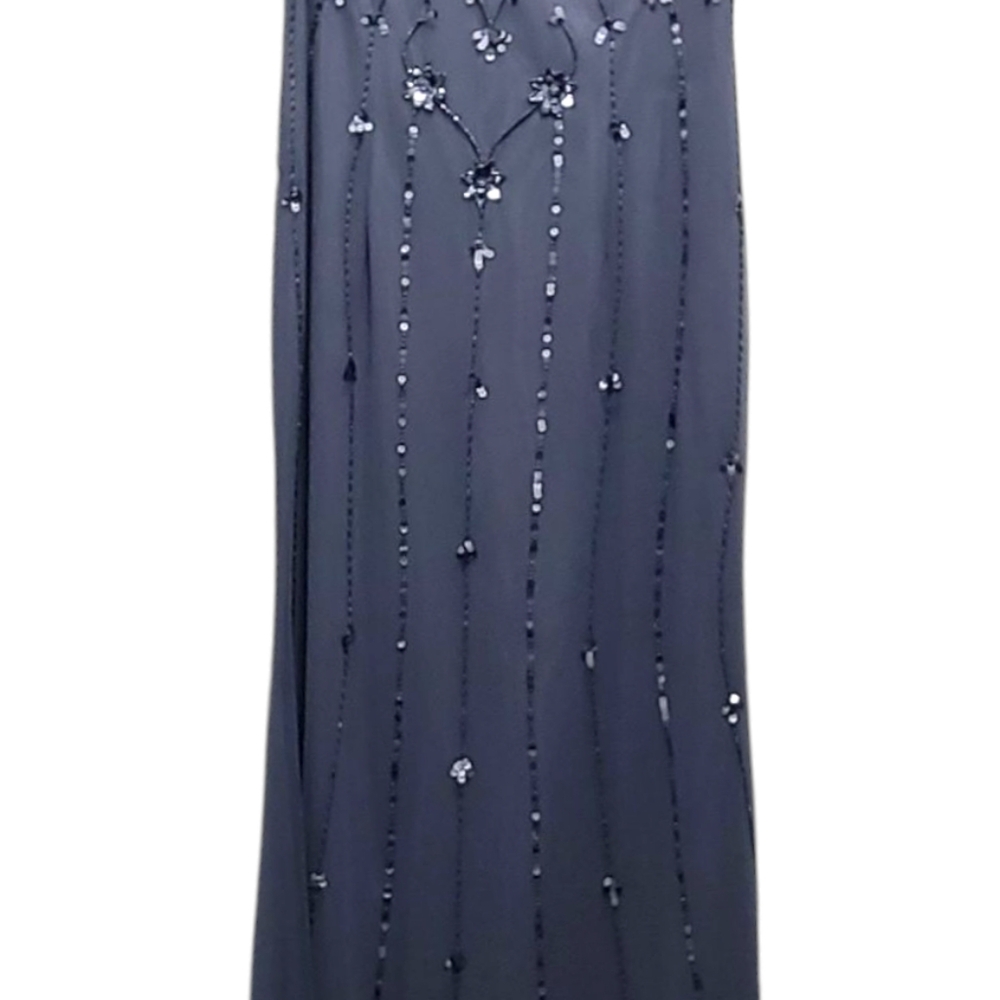 Adrianna Papell Women's Formal Dress Size 6 Dusty‎ Blue Beaded Short Sleeve Gown - Picture 9 of 17